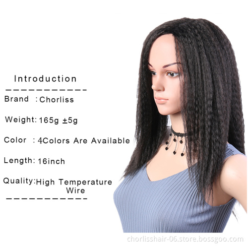 Wholesale Hot Selling Yaki Kinky Straight Afro Purple Wig For Black Women Cheap Synthetic Hair Wig Women's Wigs